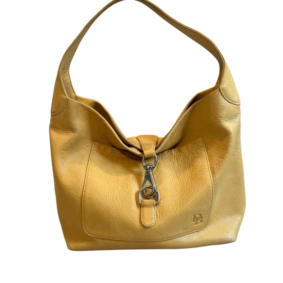 Dooney & Bourke Belvedere Logo Lock Hobo Bag Yellow Pebbled Leather - Picture 2 of 16